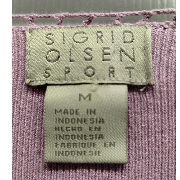 Vintage Sigrid Olsen Sport Size Medium Light Purple Button Front Cardigan - Picture 6 of 8